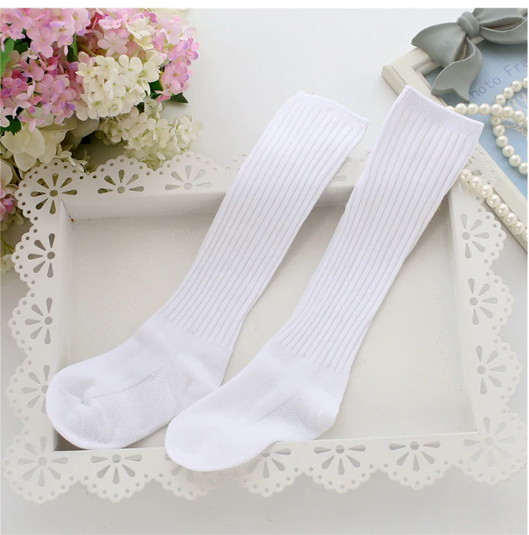 Kids Thick Long Solid Color Cotton Students Stockings Boys Girls Teenage School Socks White Gray Black Stockings Size 22-43