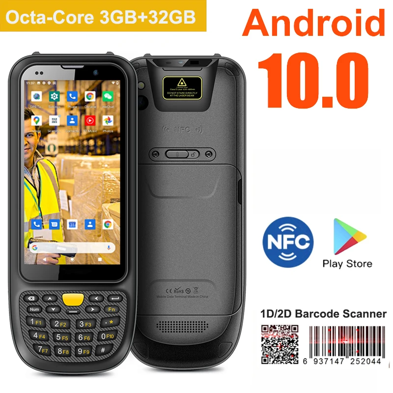 

RC60 Androd 10.0 Qcta-Core 3+32G Data Collector 4G NFC 1D 2D Barcode Scanner Pistol Grip Potable PDA for Warehousing Logistics