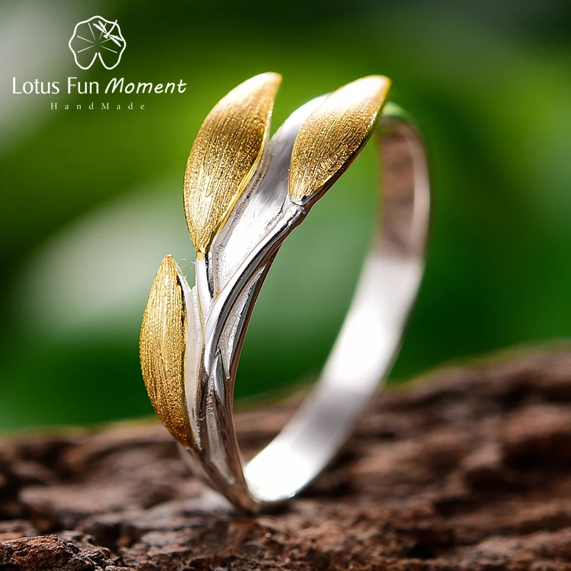 

Lotus Fun Moment Real 925 Sterling Silver Rings Creative Fine Jewelry Creative Minimalist Design Leaves Rings for Women Bijoux