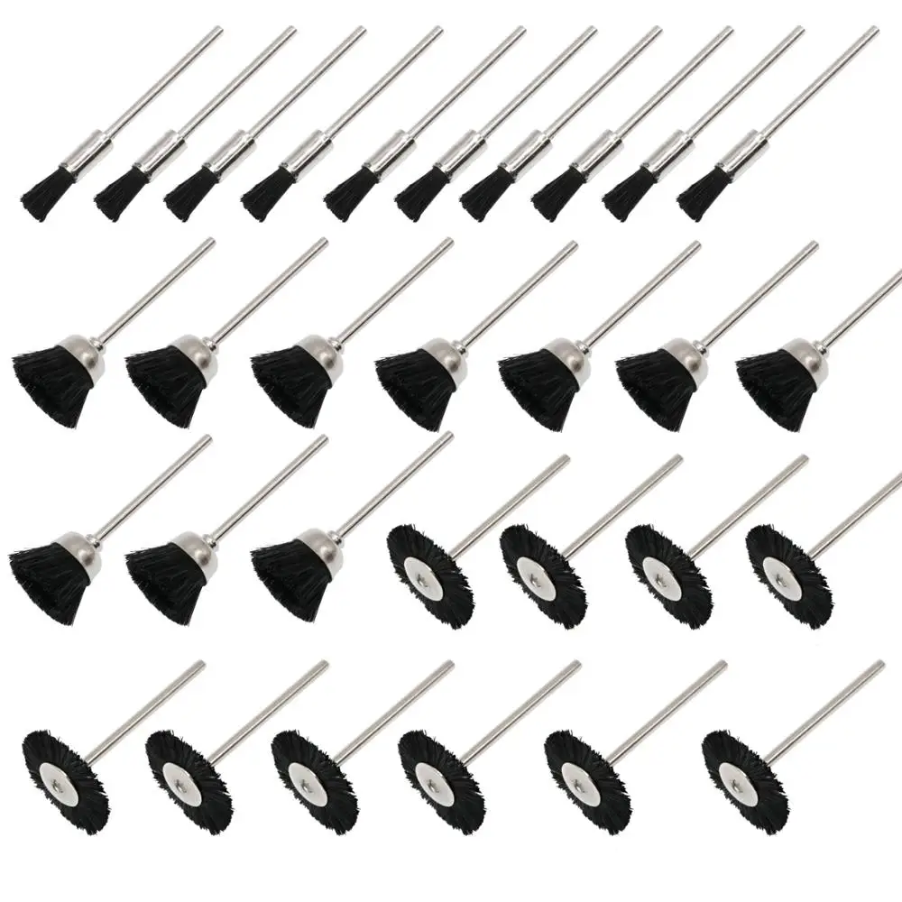 Soft Nylon Bristle Brushes Cup Wire Brush Set Cleaning Polishing Accessories 2.35mm Shank for Rotary Drill Tools