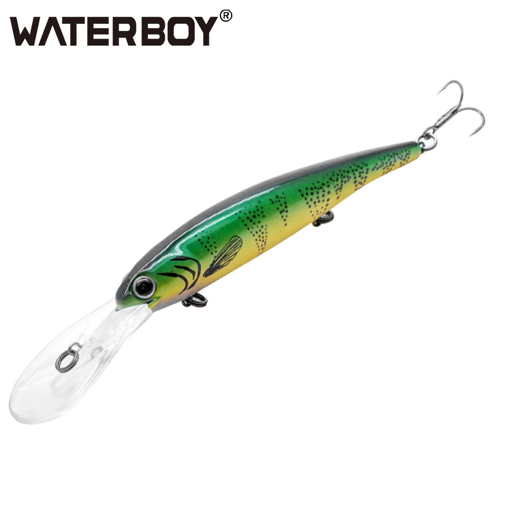 Băng Cướp Sâu Walleye Crankbaits 12Cm 20G Dài Môi Minnow Mồi Dụ Cá Wobbler Bơi Nhân Tạo Pesca Cứng Mồi Câu Cá