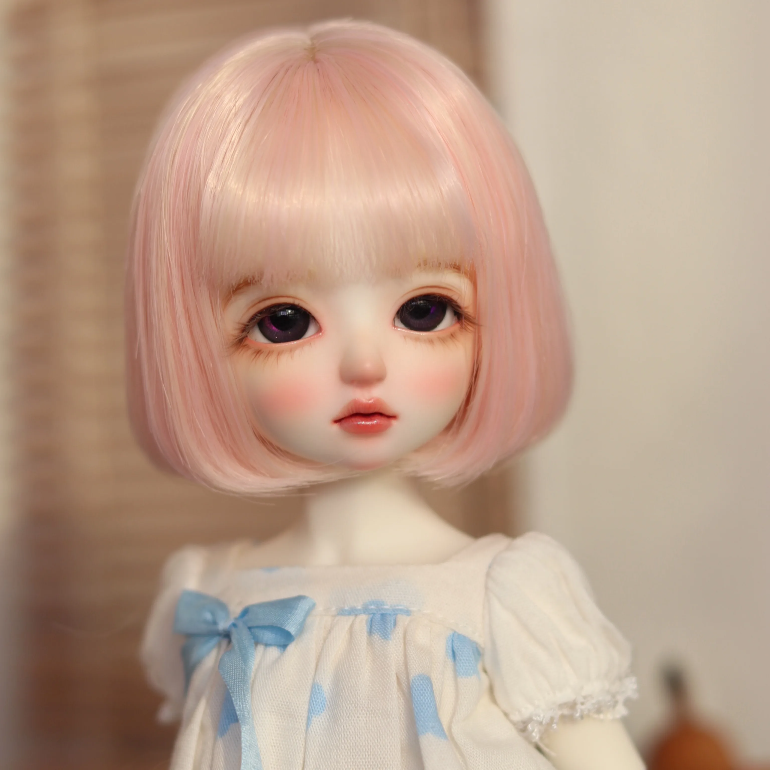 

BJD Doll Wig Suitable for 1-3 1-4 1-6 size high temperature silk wig cute multicolor bob head Doll Accessories