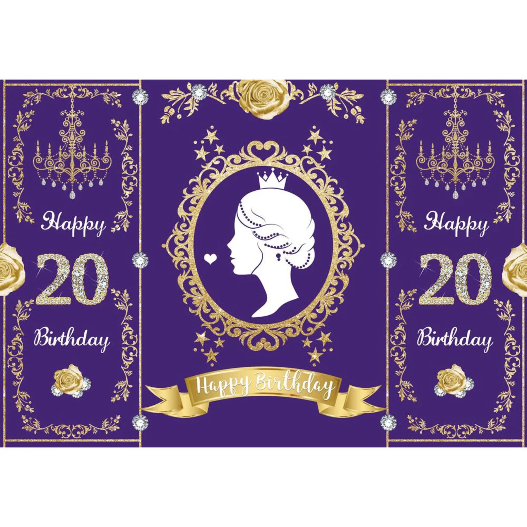 Allenjoy Princess Royal วันเกิดผู้ใหญ่ฉากหลัง Golden Rose Diamond ตกแต่ง Glitter Girl ปรับแต่งพื้นหลังวอลล์เปเปอร์