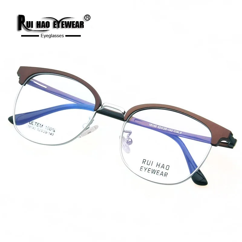 Eyebrow Design Retro Glasses Frame Optical Eyeglasses Frame Men Super Light Alloy Spectacles Rui Hao Eyewear 18140