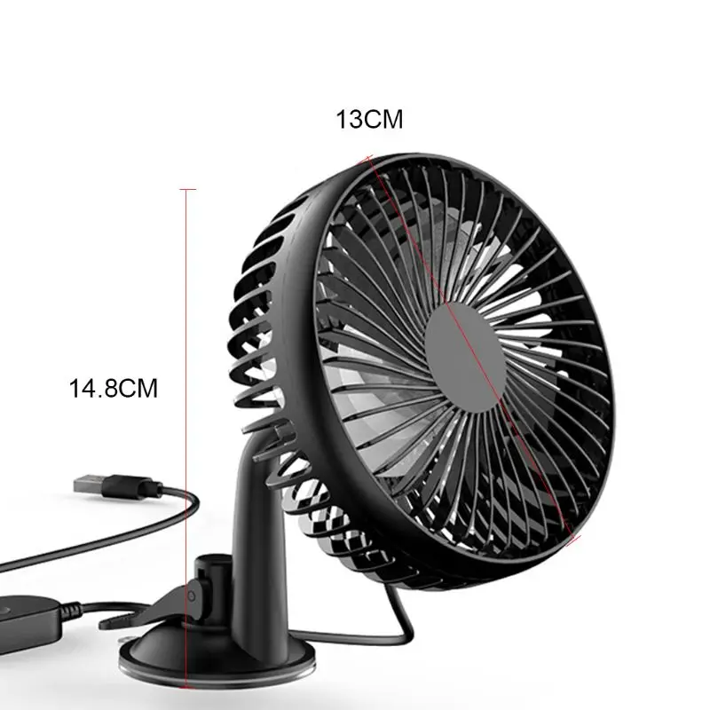 Suction Cup Single Head 5.5 Inch Car Fan 12V24V Universal Large Wind Three Speed Control USB Car Fan Whosale&Dropship