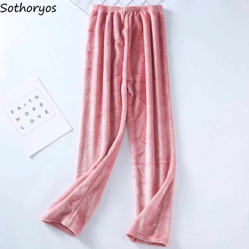 Sleep Bottoms Women Long  Pants Solid Flannel Womens wear Soft Coral Fleece Comfortable Korean Style Pajamas Nightwear