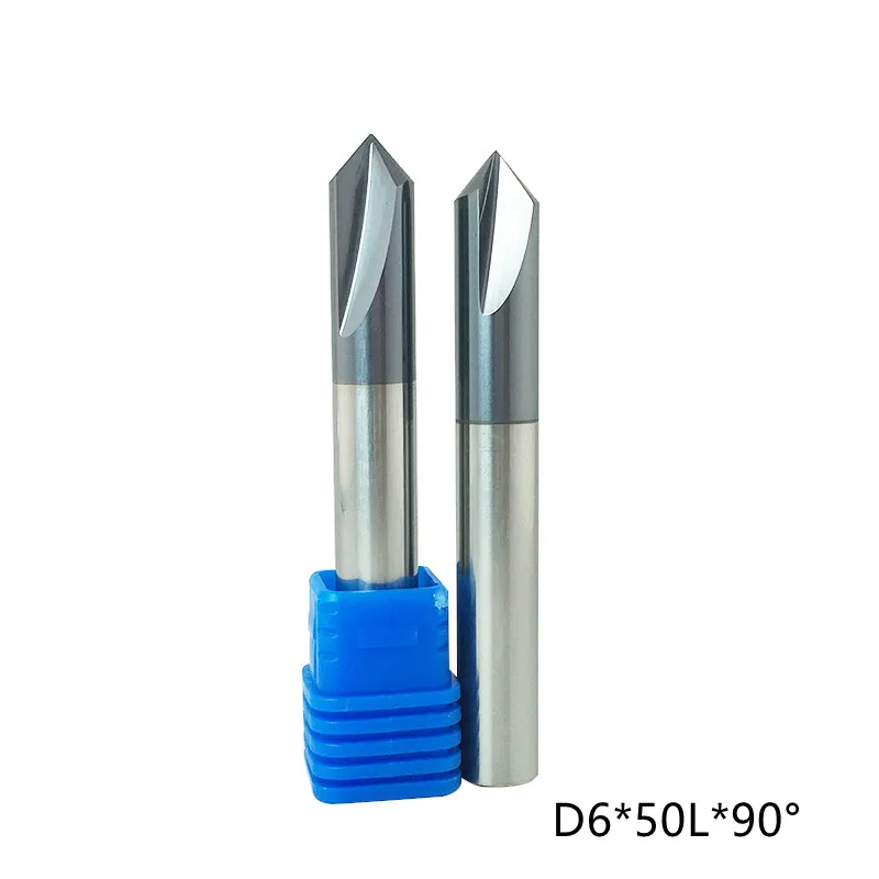 Chamfer Cnc Milling Cutters DIA 6mm 2 Flutes Solid Tungsten Carbide cnc mill 90degree Straight Groove End Mill Bits