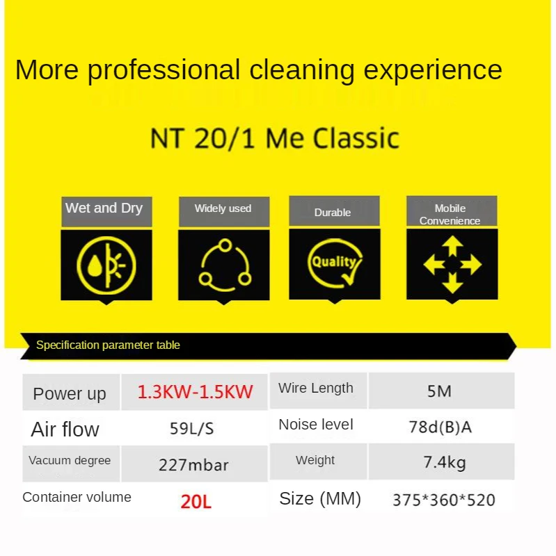 高出力家庭用掃除機,ウェットおよびドライ掃除機,バケツタイプ,業務用,1500W,20l