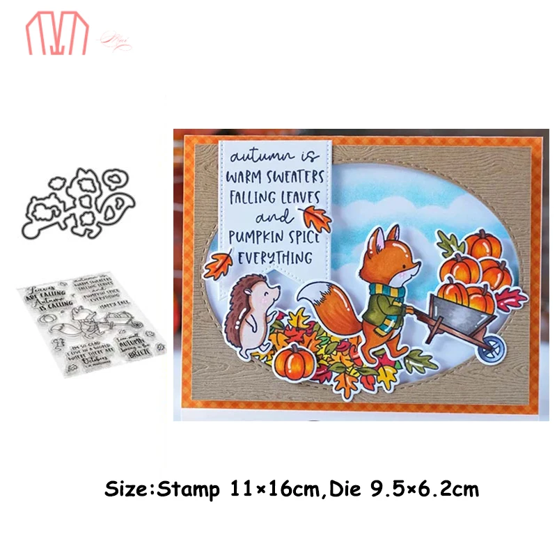 Mai Harvest Fox Metal Cutting Dies Stencils Cear Stamp for DIY Scrapbooking photo album Decorative Embossing Paper Cards