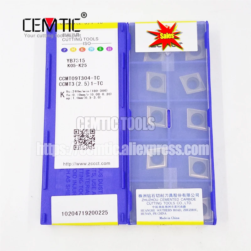 50Pcs/Pack ZCC Turning Inserts YB7315 CCMT09T304-TC  Through Groove Special For Cast Iron And Steel Processing