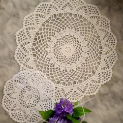 2Size New 2024 Cotton Placemat Cup Coaster Mug Kitchen Wedding Table Place Mat Cloth Lace Crochet Tea Coffee Doily Handmade Pad