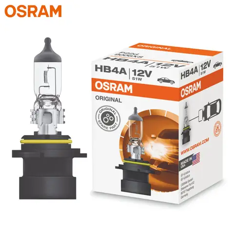 OSRAM-9006XS HB4A 12V 51W P22d 오리지널 자동차 할로겐 헤드 라이트 자동 전구, 3200K 표준 안개등 OEM 품질 미국 제 (싱글)