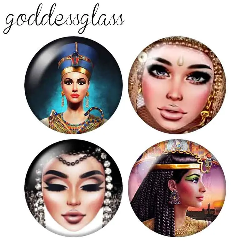 New Lady Face Cleopatra Woman 10pcs 12mm/18mm/20mm/25mm Round photo glass cabochon demo flat back Making findings