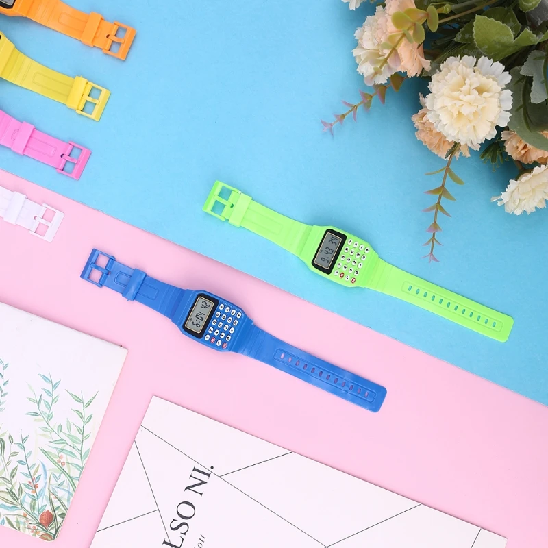 Orologio da polso per calcolatrice elettronica per bambini multiuso con data in Silicone per bambini.