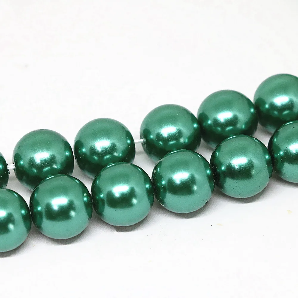 4 6 8 10 12 14mm Glass Pearl Beads Green Glass Imitation Round Loose Beads For Jewelry DIY Bracelet Necklace Making 40cm/strands