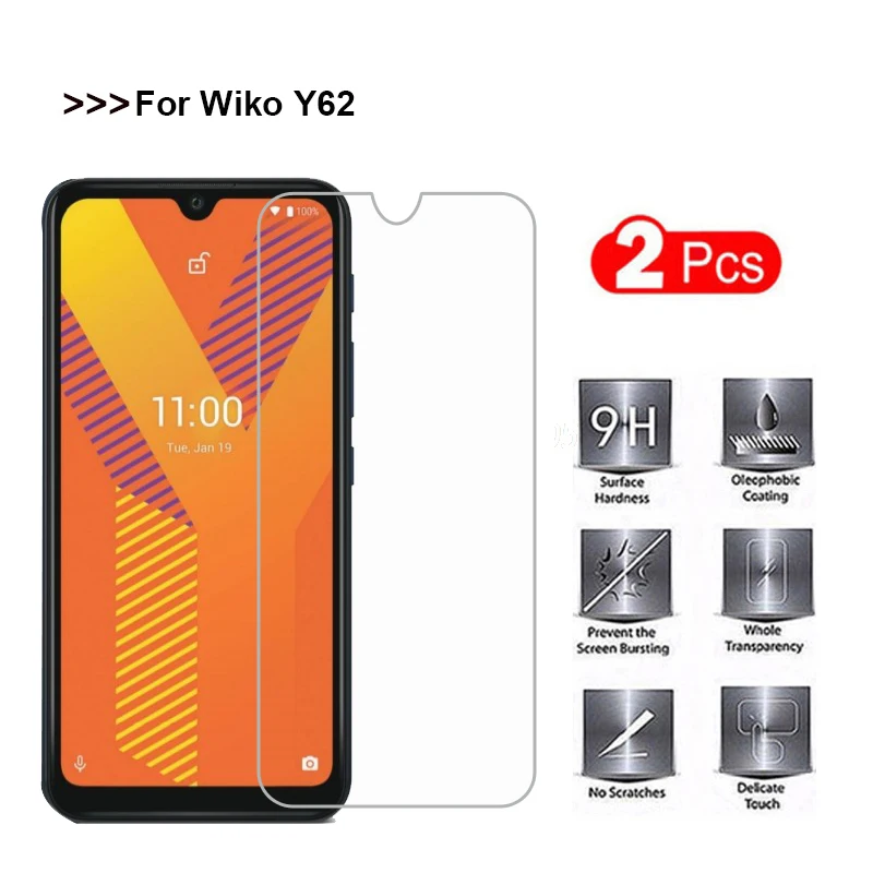 2PCS Tempered Glass fo Wiko Y62 Screen Protector 9H Protective Glass Cover Phone Film For Wiko Y62 Y 62 W-K610 Pelicula De Vidro