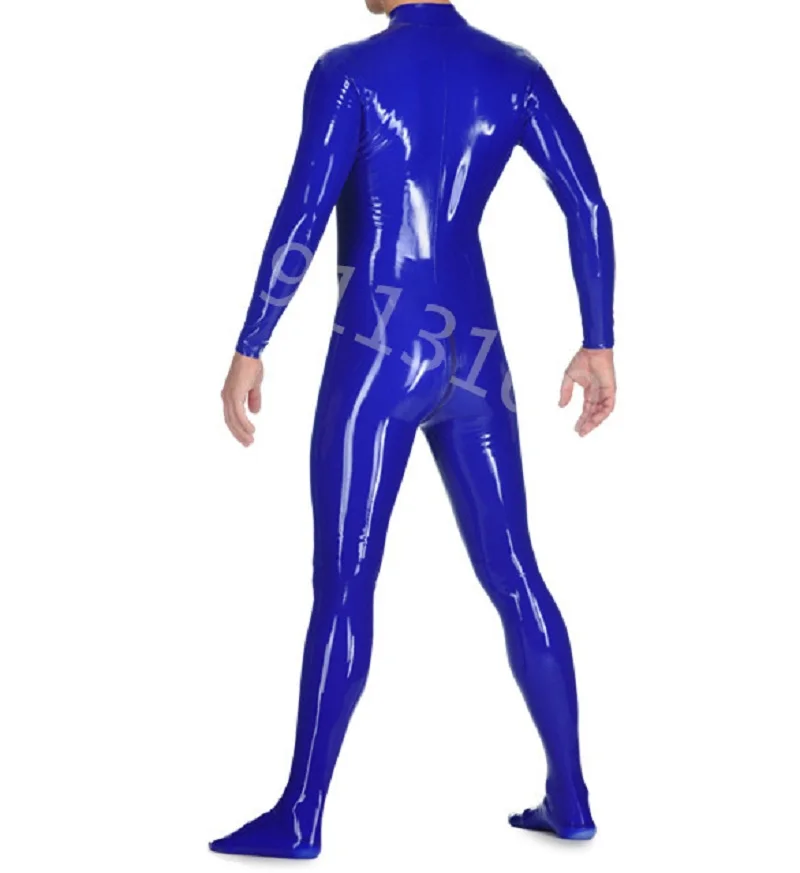 

Handmade Latex Long Sleeve Catsuit With Front To Ctocth Zip Latex Body Suit Attached Sock for Man Males Custom Made