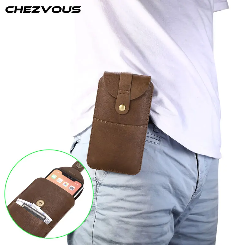 Genuine Leather Phone Cover Belt Clip Holster Flip Pouch Case for SAMSUNG Huawei Xiaomi OPP 4.7/5.2/5.8/6.5 inch Universal Bag