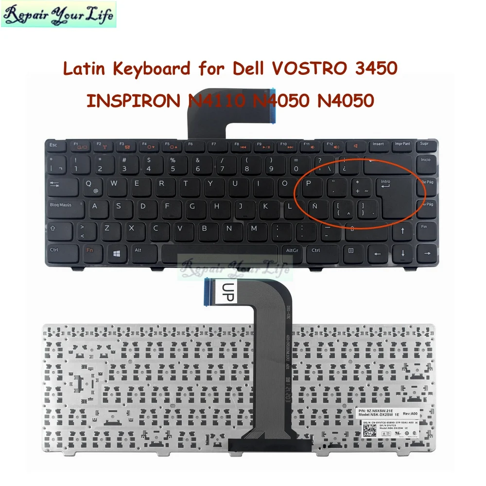 

Клавиатура для ноутбука Dell VOSTRO 3450 Inspiron 14R 14Z 5420 N4120 N4110 N4040 N4050 M4040 M4050 14VR M411R