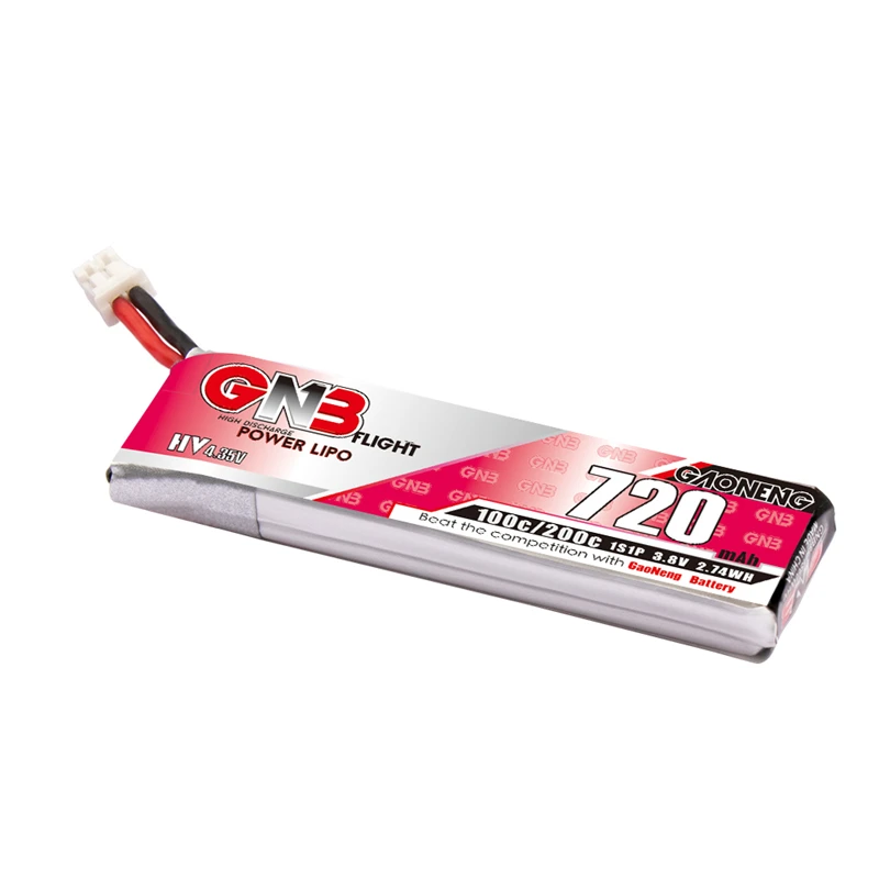 1-10PCS GAONENG GNB 1S 720mah 3.8V 100C/200C HV Lipo Battery With PH2.00 plug for Quadcopter FPV Drone Tinywhoop Frame RC Drone