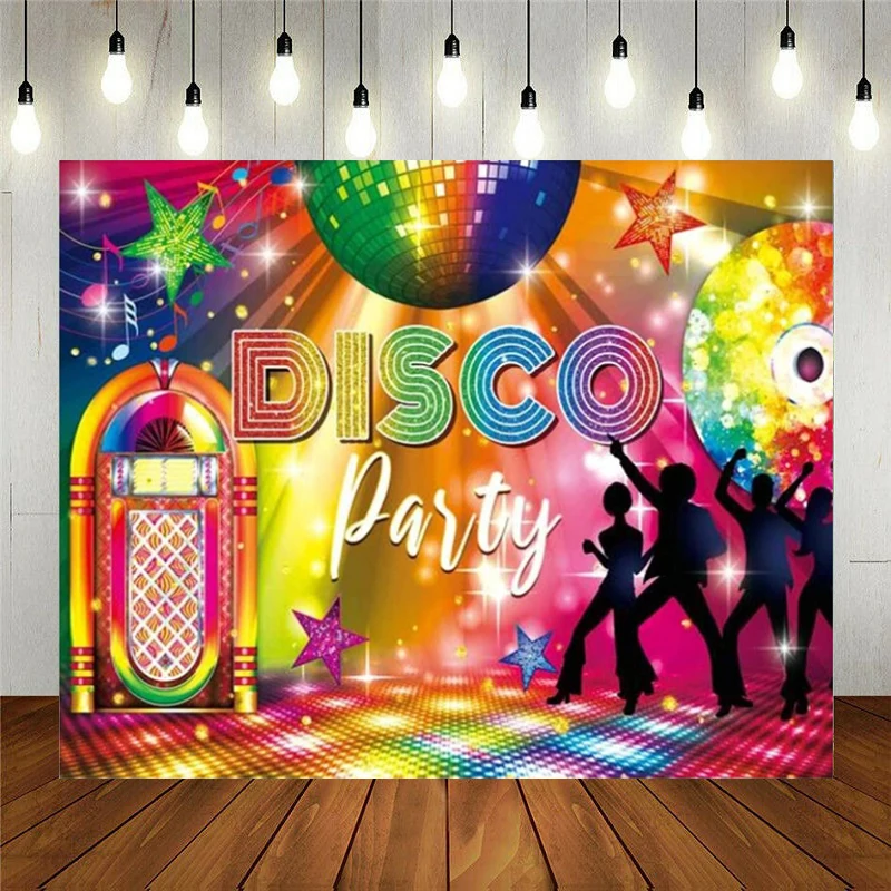 Party Hintergrund 70er 80er Jahre Nachtclub Tanz Abschluss ball Geburtstag Glühen Neon Party liefert Banner lassen Sie uns verrückt bunte Hintergrund Dekor