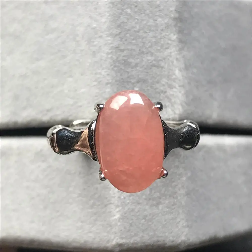 11x8mm Top Natural Red Rhodochrosite Ring For Woman Man Argentina Oval Beads Silver Crystal Stone Adjustable Ring Jewelry AAAAA