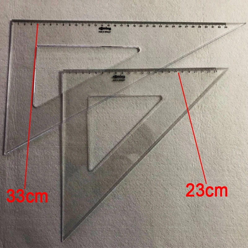 Imagem -03 - Rotring Conjunto de Régua Triangular Quadrada Ferramentas de Desenho de Plástico Transparente com Tamanhos