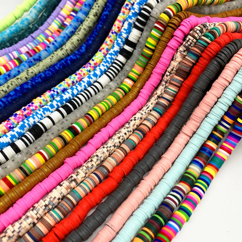 6mm Flat Round Polymer Clay Beads Chip Disk Loose Spacer Handmade  For DIY Jewelry Making Bracelet Finding Mixed Color #RT