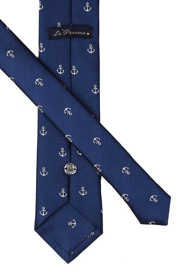 Navy Anchor Pattern Slim Tie SK7084
