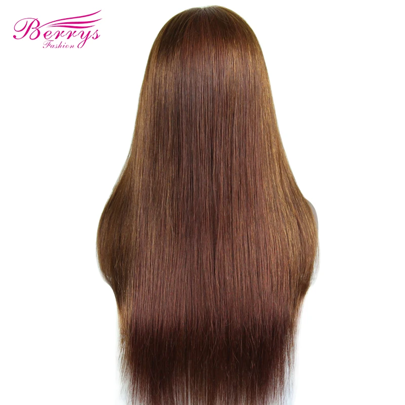 Straight Lace Front Human Hair Wigs 10-30inch Brown Color 180% Lace Wig Pre Plucked Transparent Lace Wigs For Women