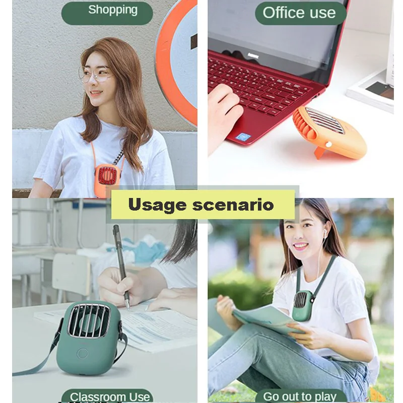 Portable Fans Neck Fan Air Cooler 5V Mini USB Rechargeable Ventilador Small Travel Handheld Silent Cooling For Home Electric Fan