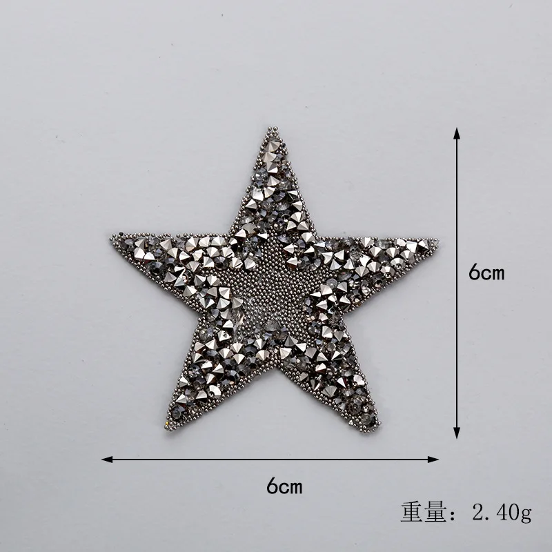 6x6cm 7 renk kristal Rhinestone yıldız demir on yamalar aplike giyim için ayakkabı çantası etiket çizgili giysi etiketi aksesuarları