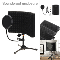 Microphone Isolation Shield Tripod Pop Filter Set Wind Screen Mic Shield Plate Foldable Isolation Shield 3/8 to 5/8 Inch Screw