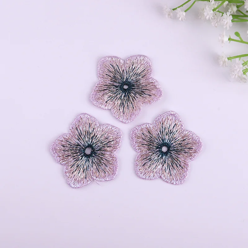 10PCS Embroidery Plum Bossom Flower Patch DIY Clothing Girl Hairpins Headwear Appliques