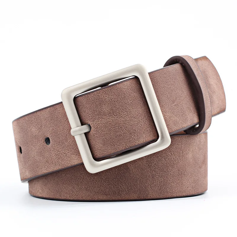 Cinturón de cuero PU con hebilla cuadrada ajustable para mujer, cinturón de moda para niñas, 8 colores, gran oferta, 2019