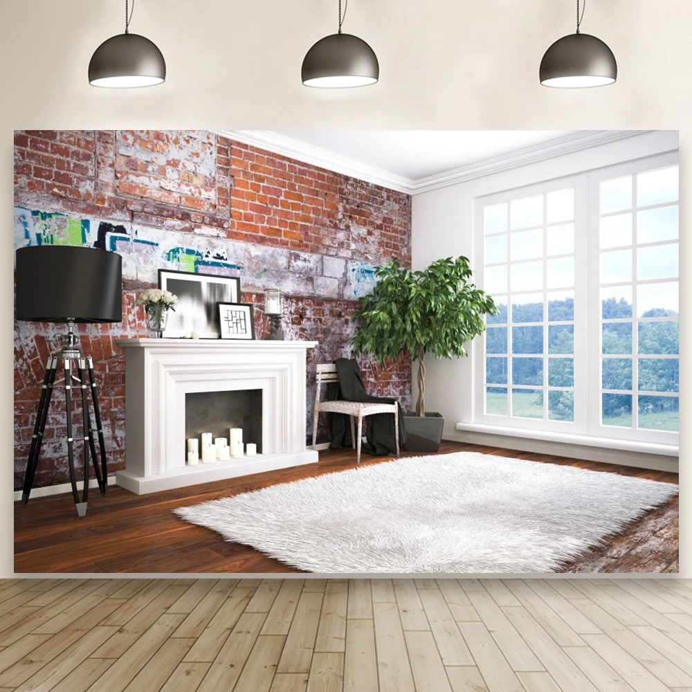 Laeacco Gray White Living Room Office Empty Wooden Floor 3D Pattern Interior Photo Background Photographic Backdrop Photostudio