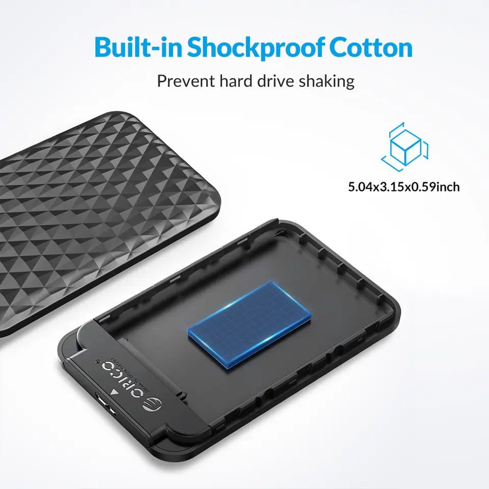 علبة ORICO الخارجية لأقراص HDD مقاس 2.5 بوصة، واجهة USB 3.0 إلى SATA بسرعة 5 جيجابت/ثانية، متوافقة مع أقراص SATA بسماكة 7-9.5 ملم لأجهزة الكمبيوتر - 4