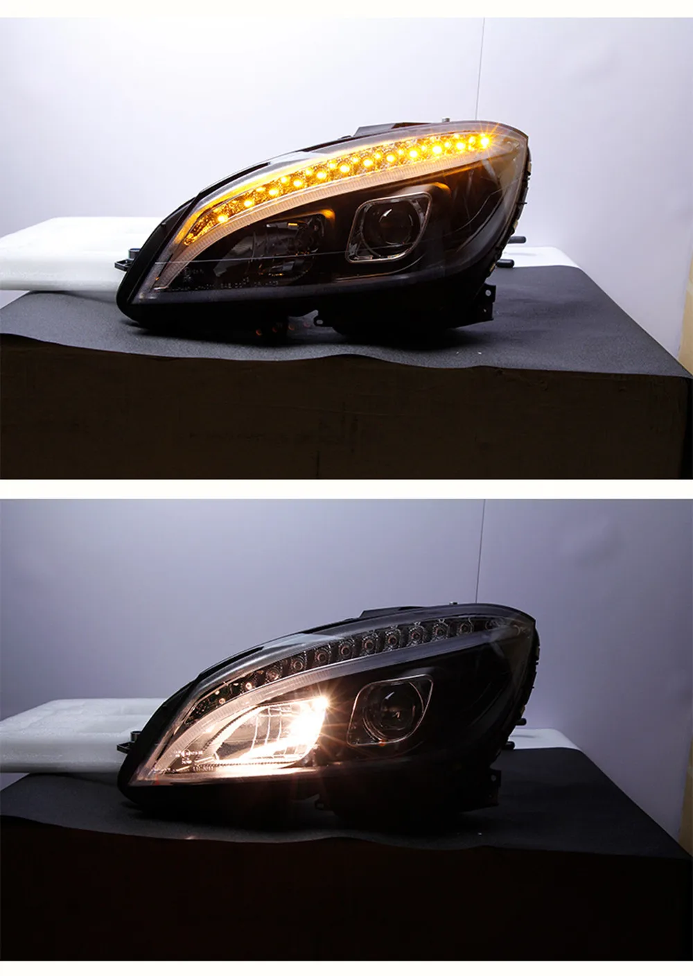 LED Head Lamps For Mercedes Benz C class W204 07-11 Headlights LED DRL Xenon Lens Angel Eye Auto Accessories 2pcs