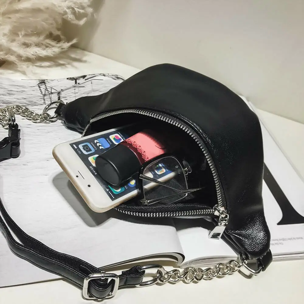 2019 New Waist Bag Women Belt Bag Pu Leather Fanny Packs Solid Chest Bum Bag  Waist Pouch Black White