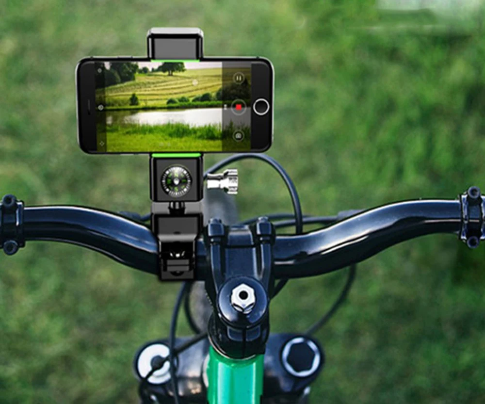 

Multi-Functional Burglarproof Phone Bracket, Motorcycle Phone Holder with Compass Guider and LED Light, Upgrading Design