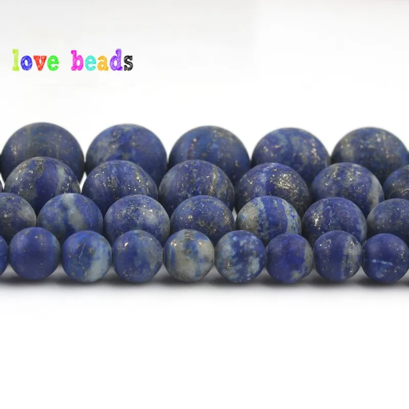 AAA Natural Lapis Lazuli Stone Beads Dull Polish Matte Stone Round Bead for jewelry Making DIY Bracelet Necklace 15\'\'Strand