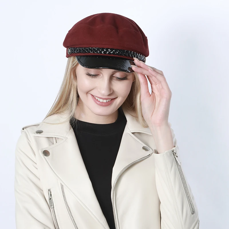 Women's Hat Flat Cap Military Cap Spring Autumn Linen Octagonal Cap Solid Color Flat Top Military Hats Young Student Hat Female