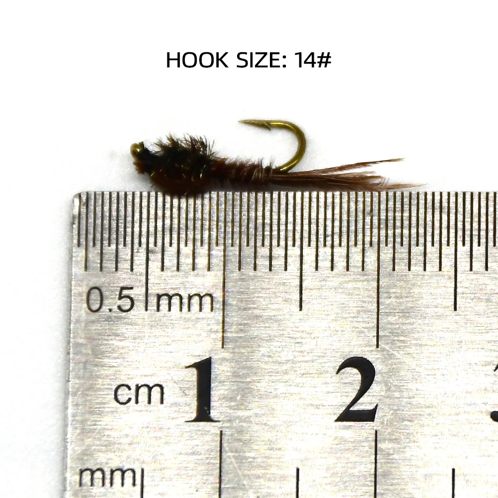 MNFT 10PCS14# Brown Flies Trout Fly Fishing Bait Peacock Brown Hackle Black Mayfly Nymph Dry Flies