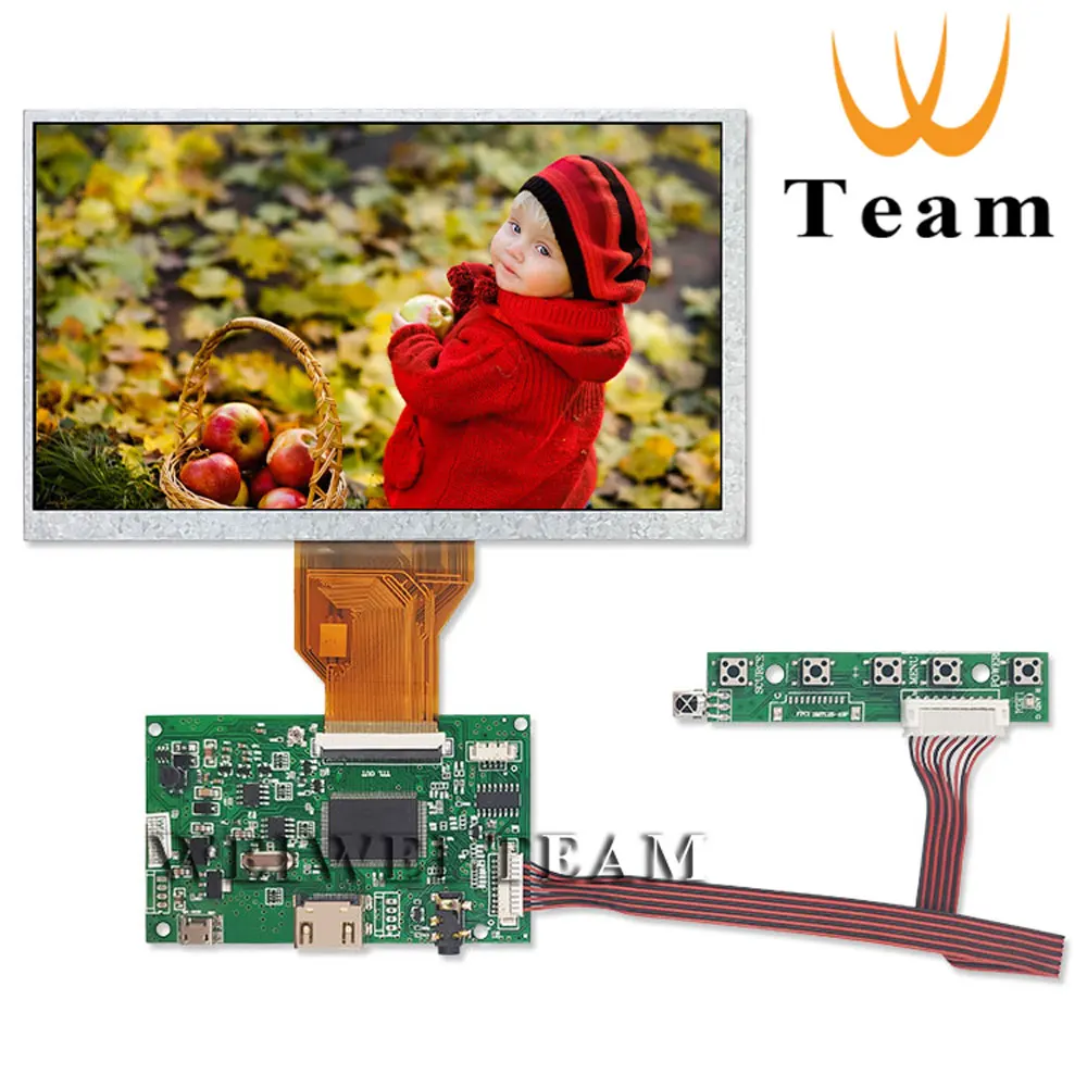 

Wisecoco AT070TN90 92 94 LCD Screen 7 inch 800x480 tft lcds TTL LVDS Controller Board VGA 2AV 50 PIN Support Raspberry Pi