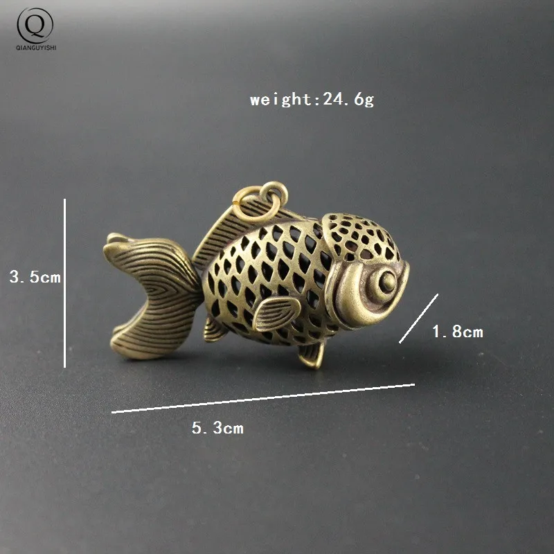 Handmade Copper Hollow Carp Pendant Car Keychain Hanging Women Handbag Decorations Ornament Copper Fish Necklace Pendant Keyring