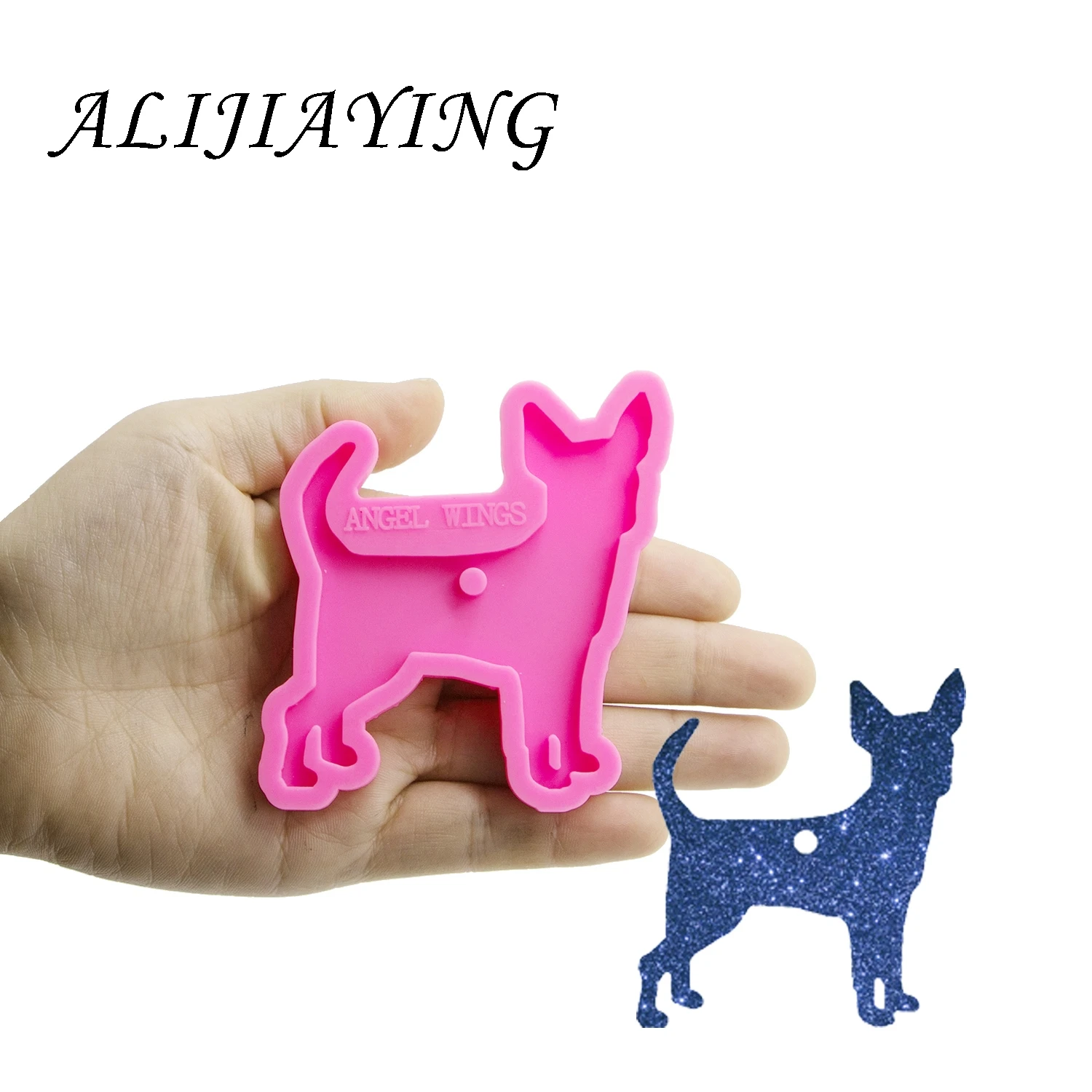 Shiny Different Breed Dogs Mold for Keychain , Poodle Silicone Epoxy Resin Mold, Fondant Chocolate Cake Molds DY0128