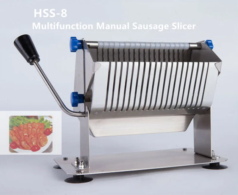 

HSS-8 Manual Sausage Slicer Stainless Steel Fruit Vegetables Slicing Cutter Commercial Manual Vegetable Slicer