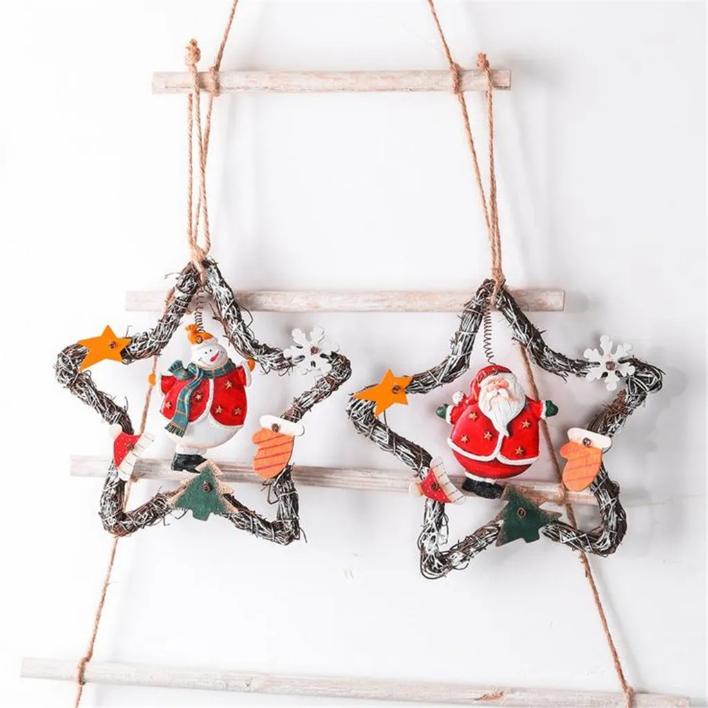 Christmas Wooden Cloth Sticker Pendant Five-Pointed Star Pendant decoracion navidad addobbi natalizi ornaments  navidad ofertas