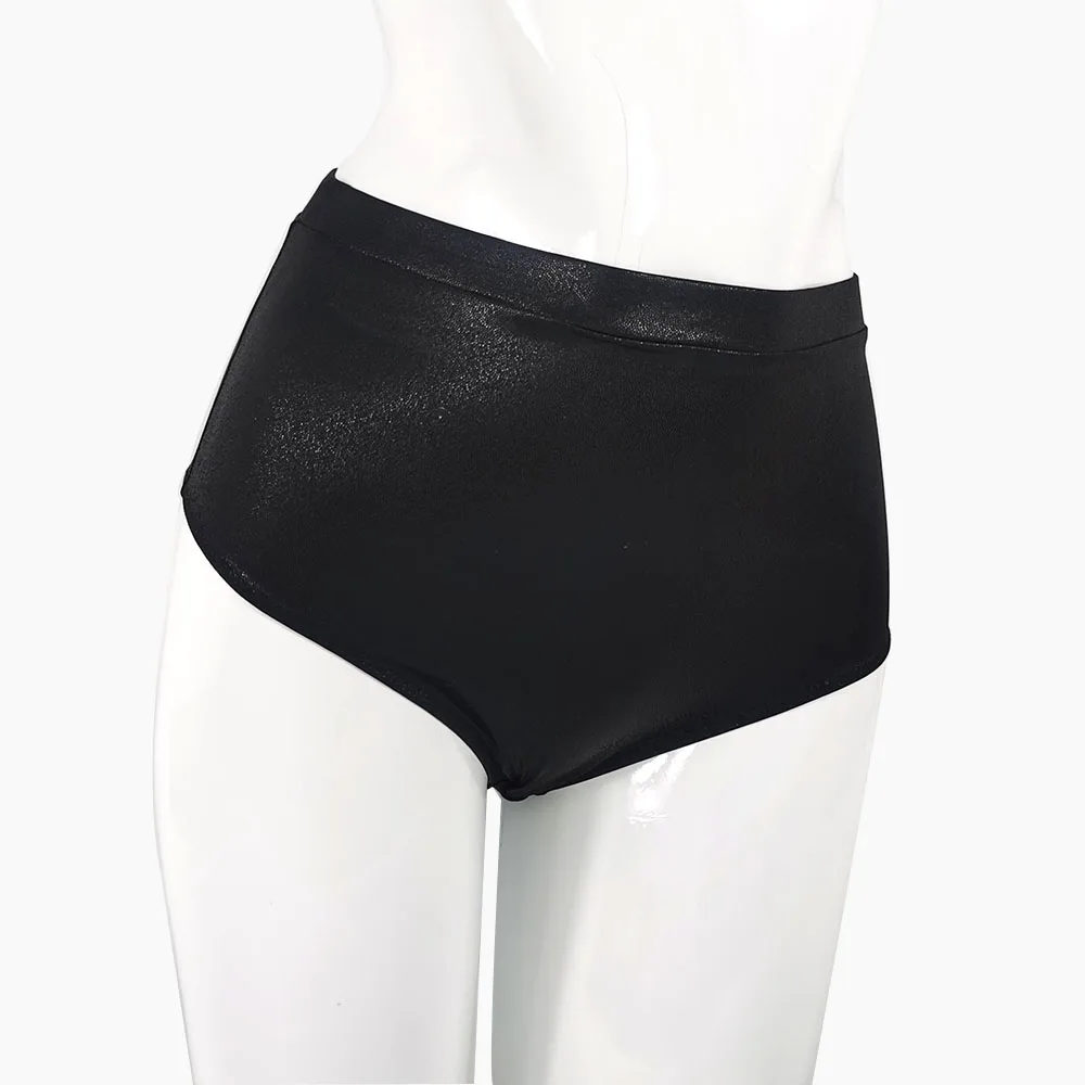 Hope&Win Sexy Women Pole Dance Clothing Racer Back Crop Top Match Hot Shorts Shiny Metallic Black Clubwear