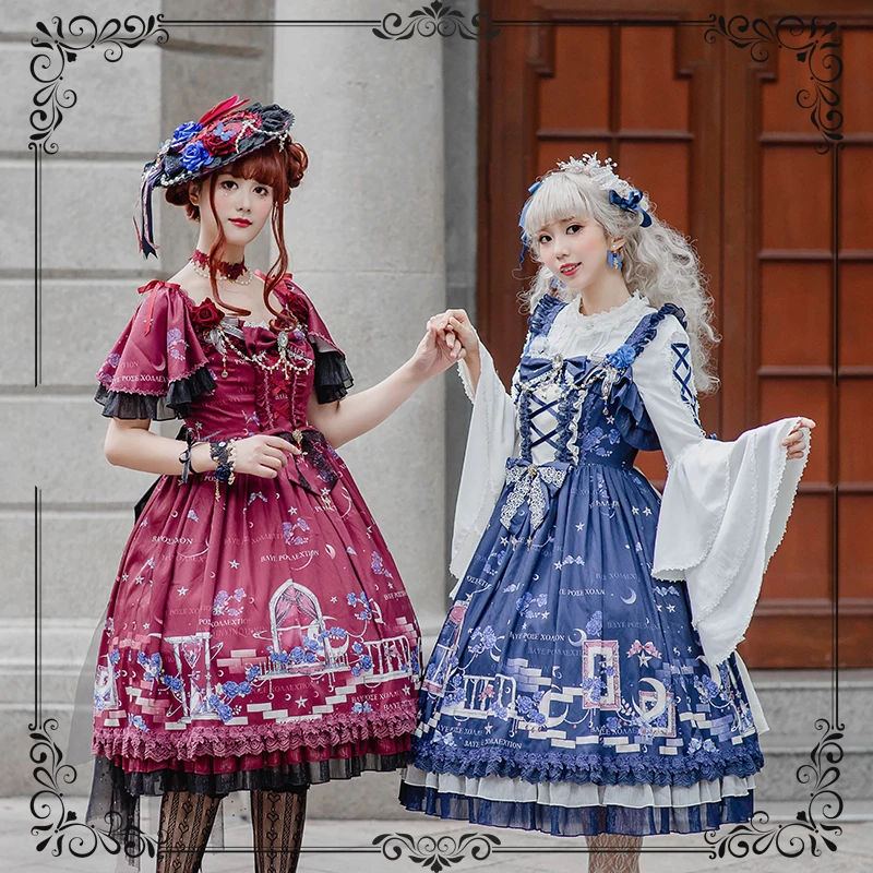 

Sweet princess lolita dress vintage lace bowknot elegant fairy high waist victorian dress kawaii girl gothic lolita op loli